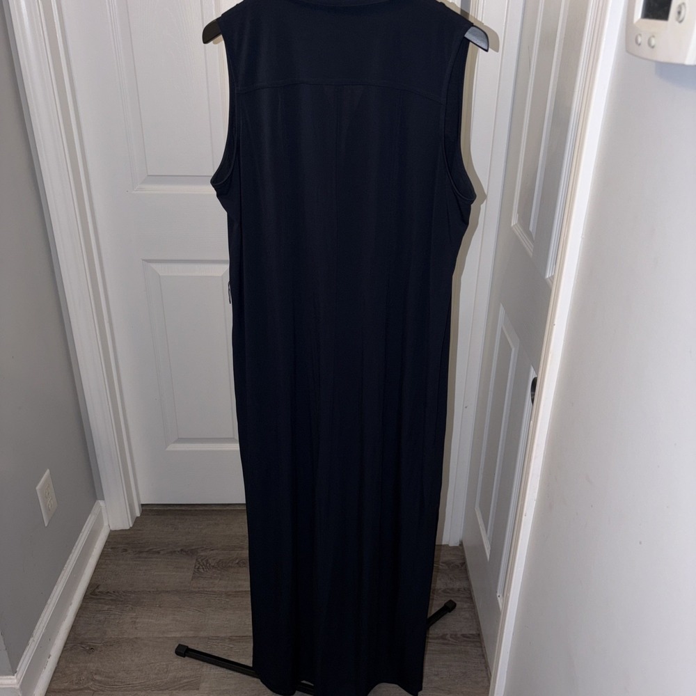 Michael Kors Solid Navy Blue Jersey Tank Maxi Dress 1X Classic Summer No Belt - Picture 4 of 11